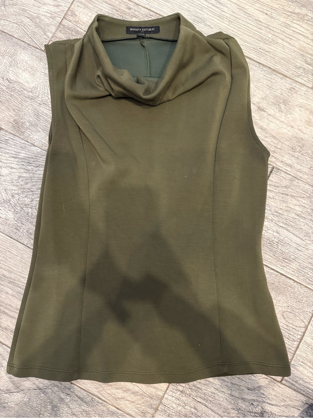 Banana Republic Olive Green Sleeveless Top with Cowl Neck